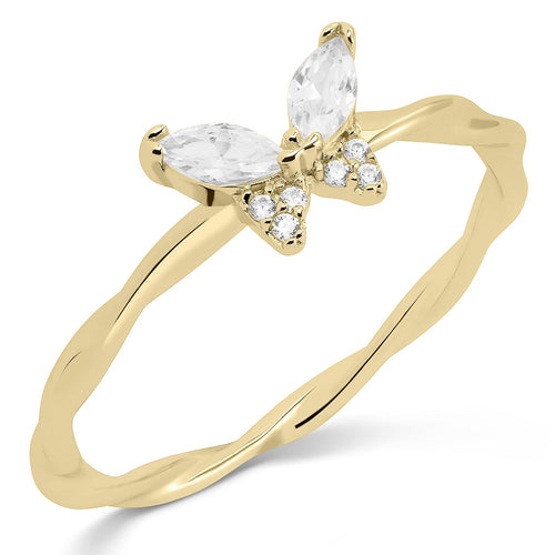 anillo de mariposa chapados en oro de 14k - Terzo stile
