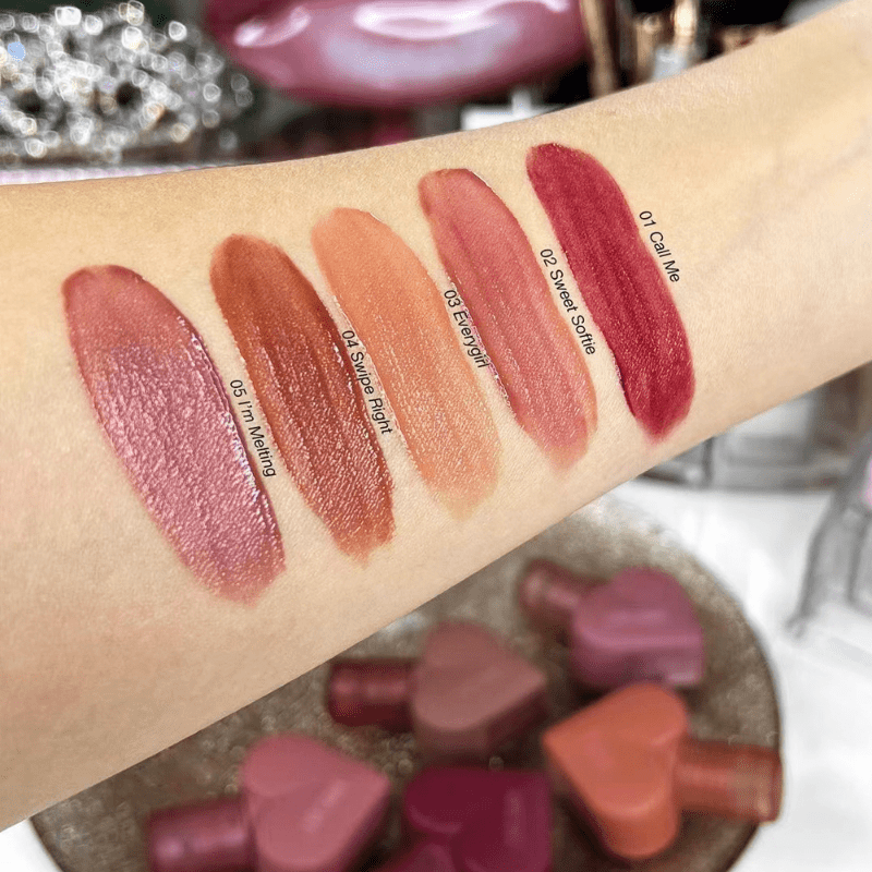 Brillo de Labios Mate Aterciopelado en 5 Colores, Impermeable en forma de Corazón - Terzo stile
