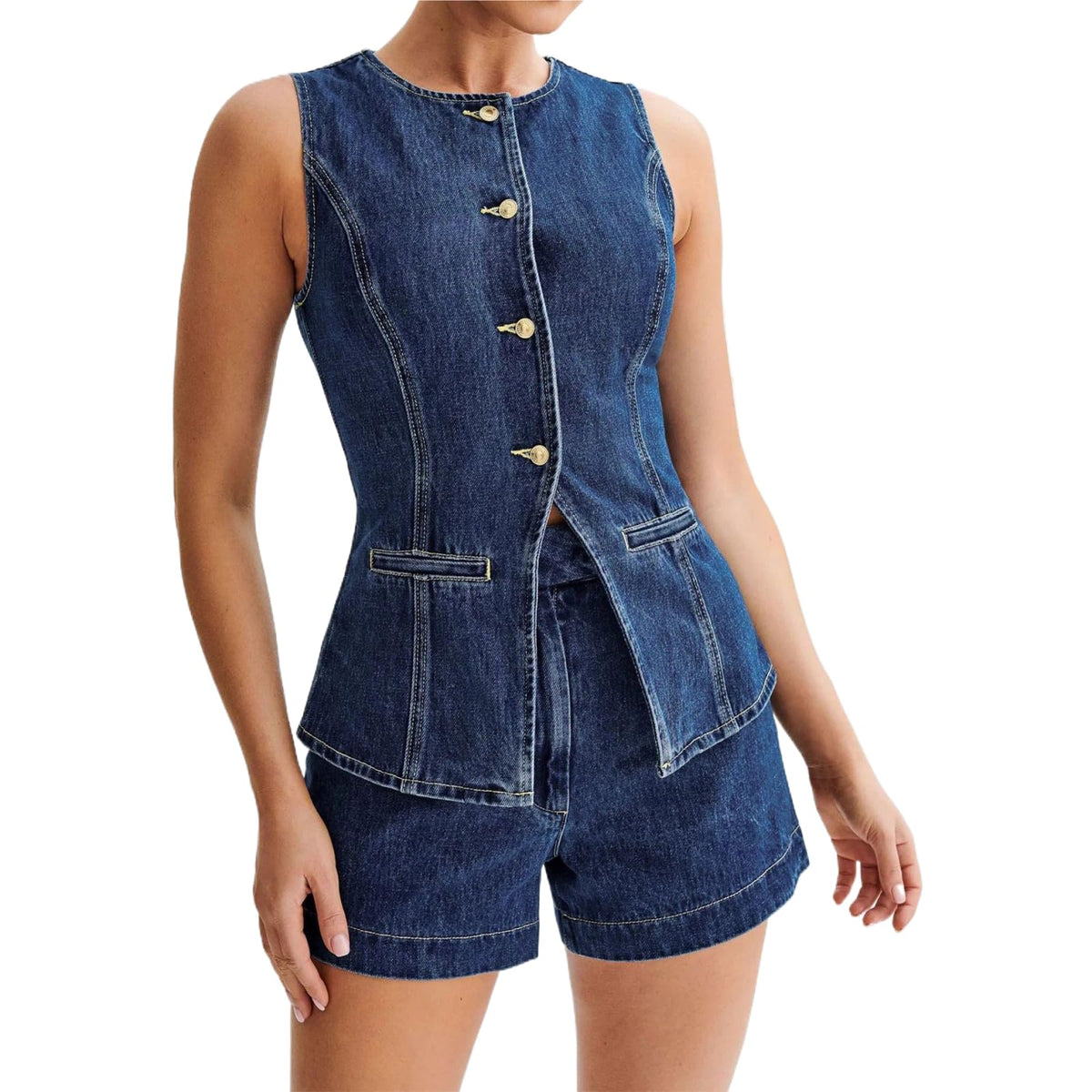 Chaleco de mezclilla larga casual de verano para mujer - Terzo stile