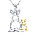 Collar de mujer con dos colgantes de conejo, plata 925 - Terzo stile