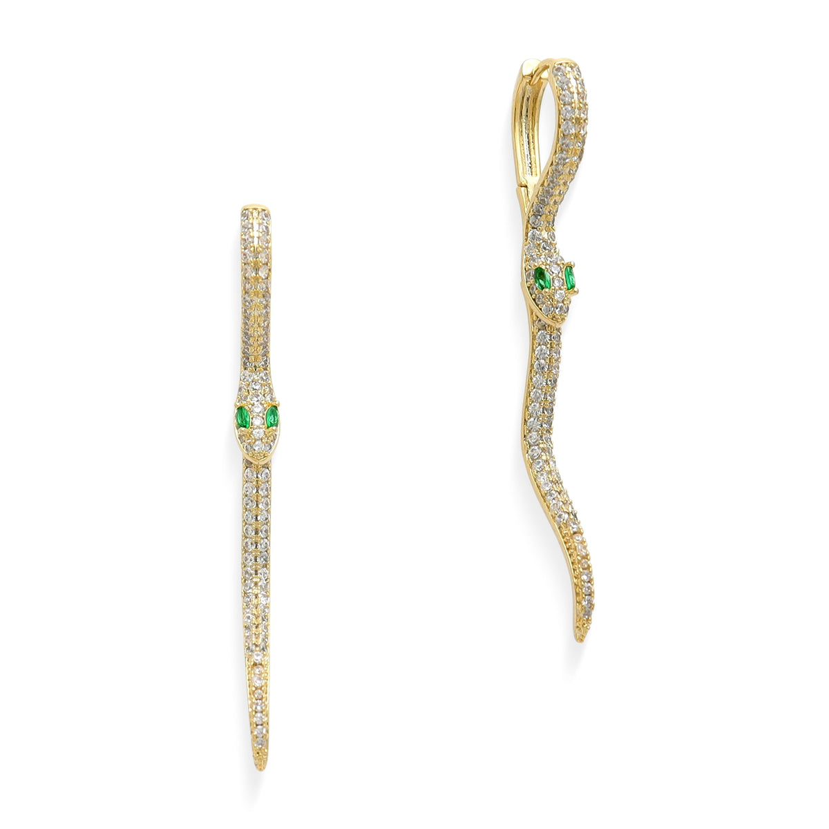 Pendientes en forma de serpiente con brillantes